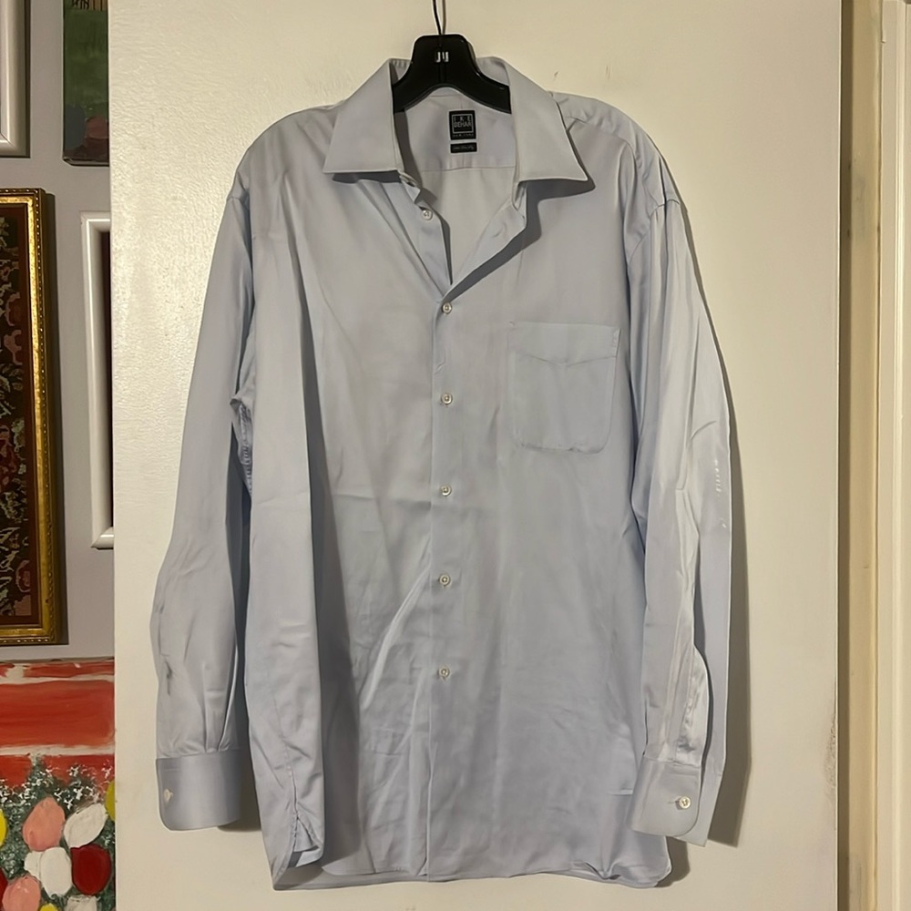 Ike Behar mens palest blue long sleeve shirt.  16 neck  34/35 sleeve Super soft